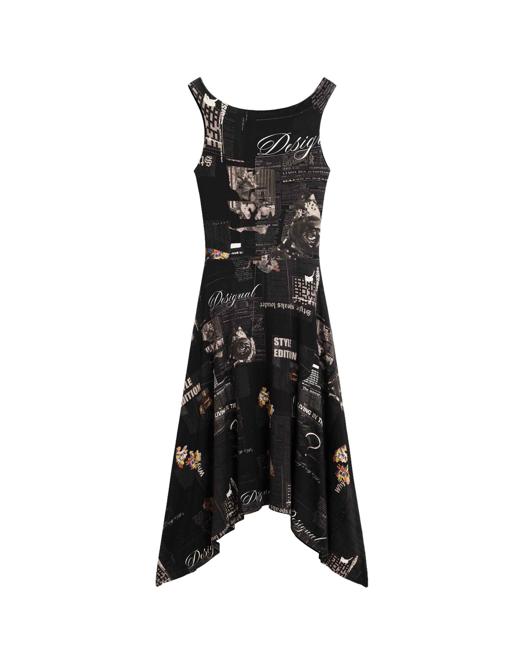 Vestido midi newspaper - Desigual - Negro Negro-5