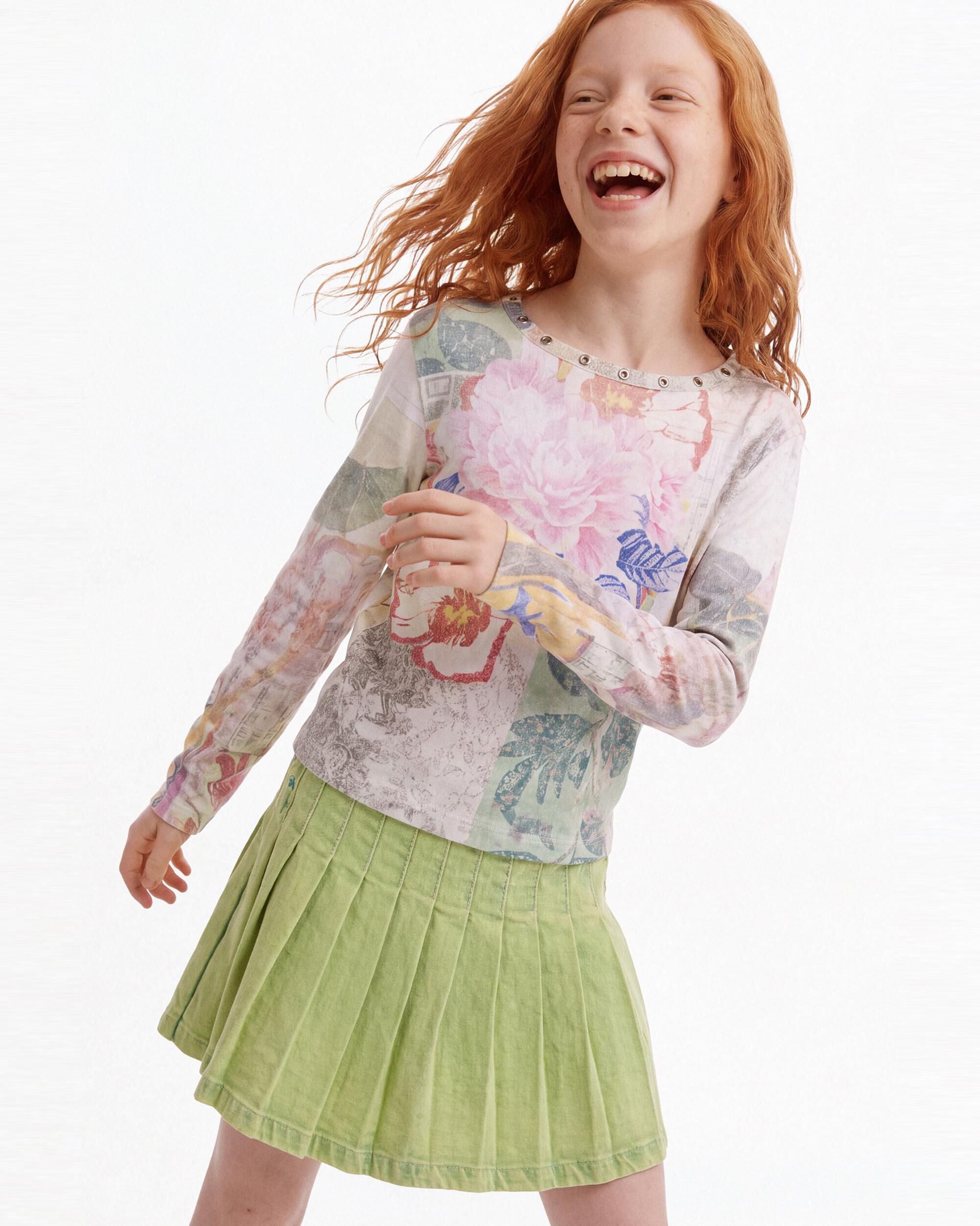 Camiseta de niña estampada manga larga - Desigual - Blanco Blanco-2