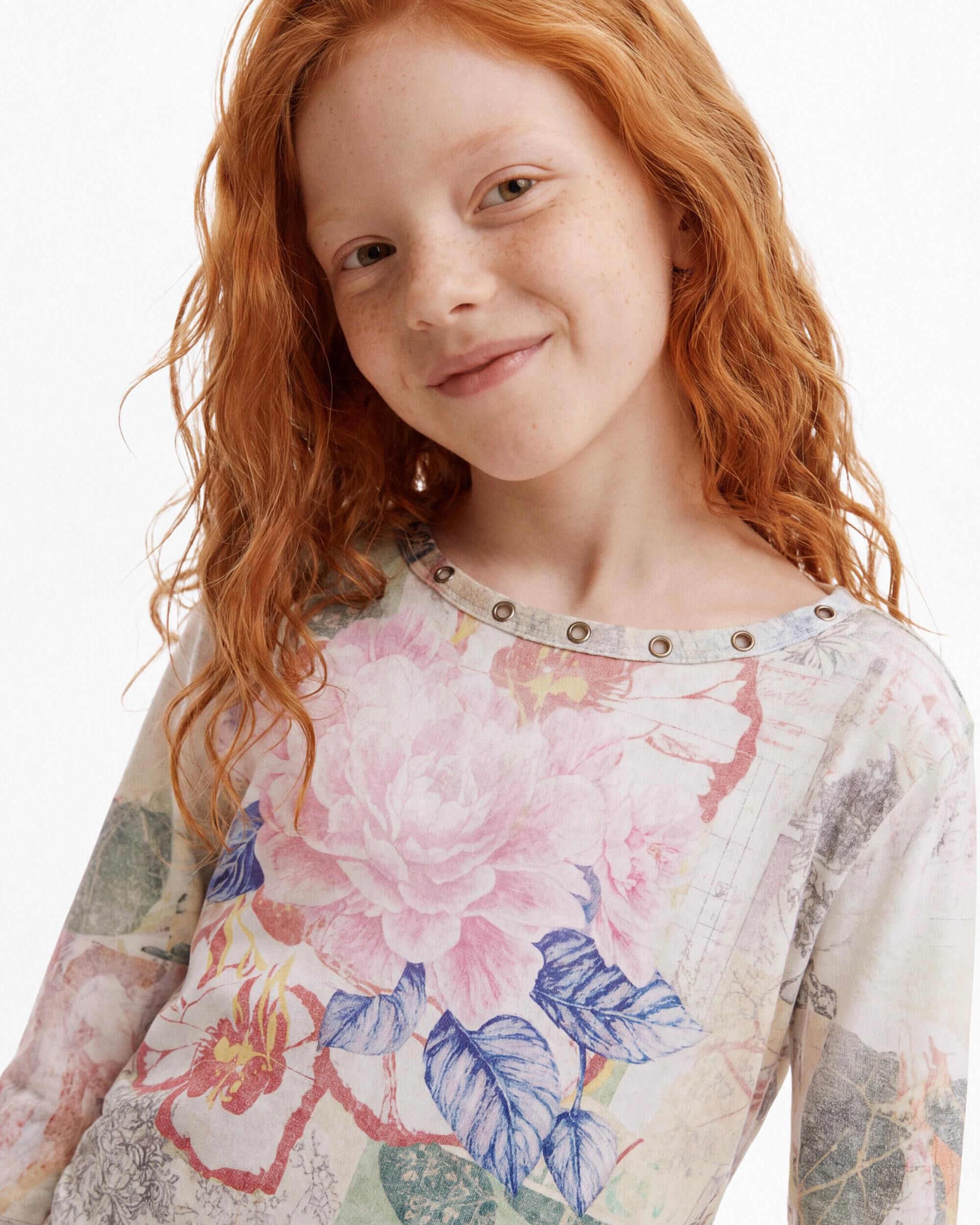 Camiseta de niña estampada manga larga - Desigual - Blanco Blanco-3