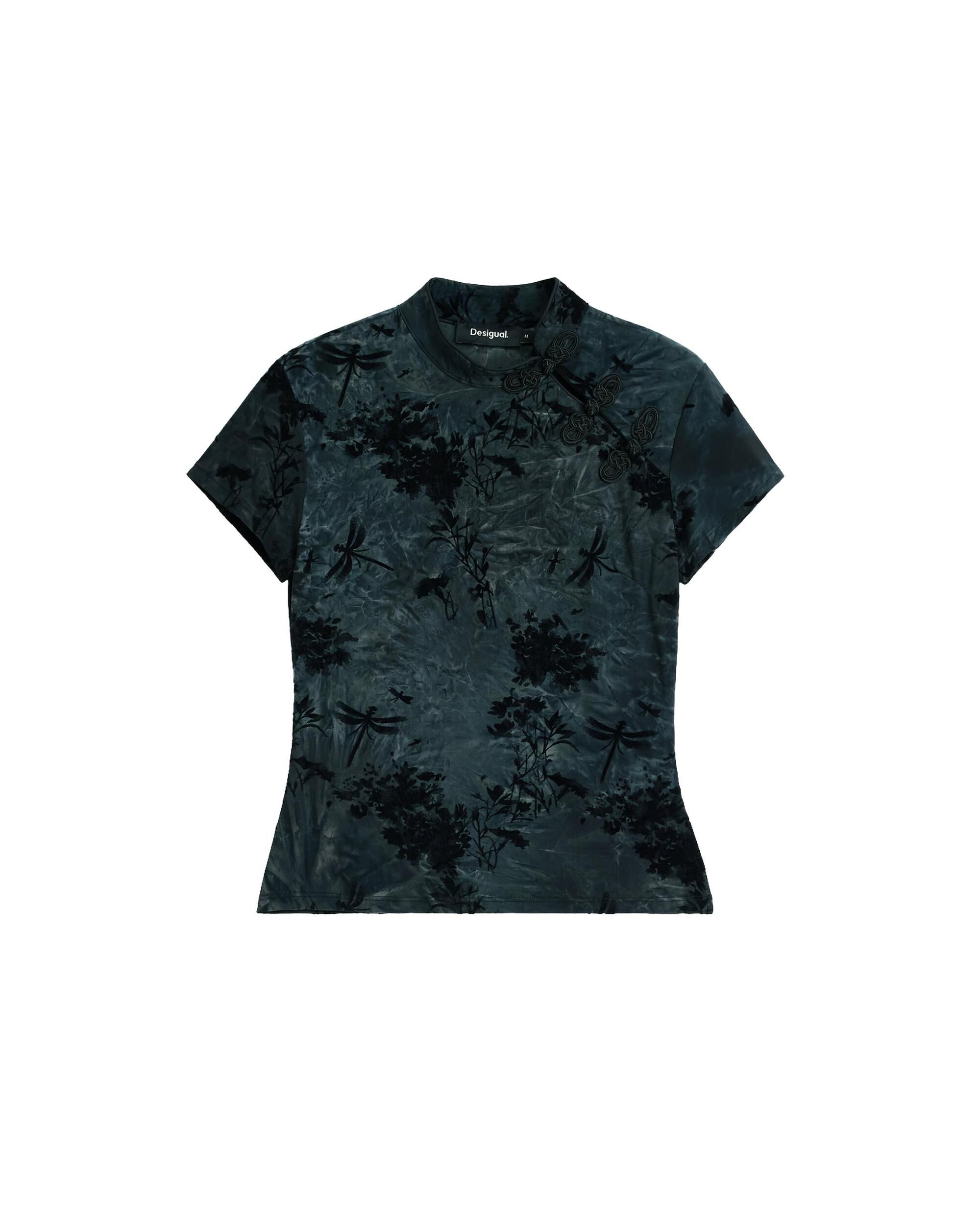 Imagen 5 de Camiseta de mujer oriental flocada - Desigual - Negro Negro