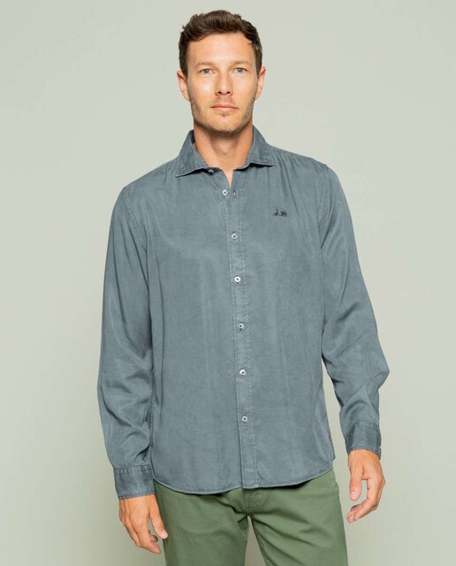 Imagen 0 de Camisa de hombre regular fit lisa color gris