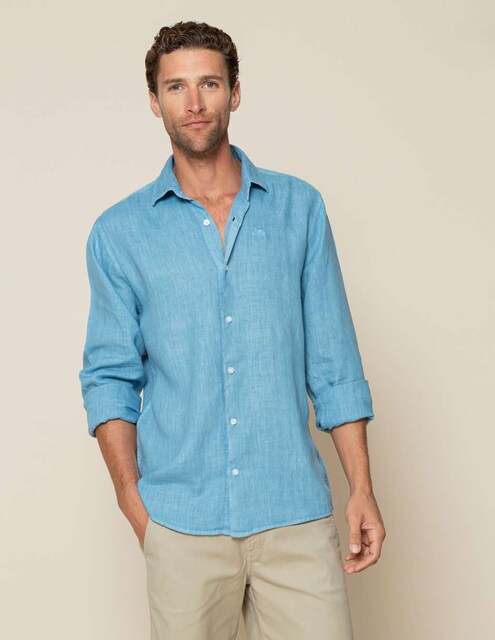 Imagen 0 de Camisa lino de hombre corte regular lisa