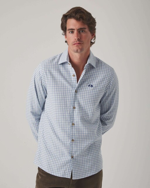 Imagen 0 de Camisa de hombre corte regular de cuadros azul