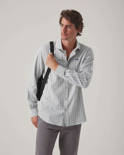 Scotta 1985 — Camisa de hombre corte regular de cuadros azul