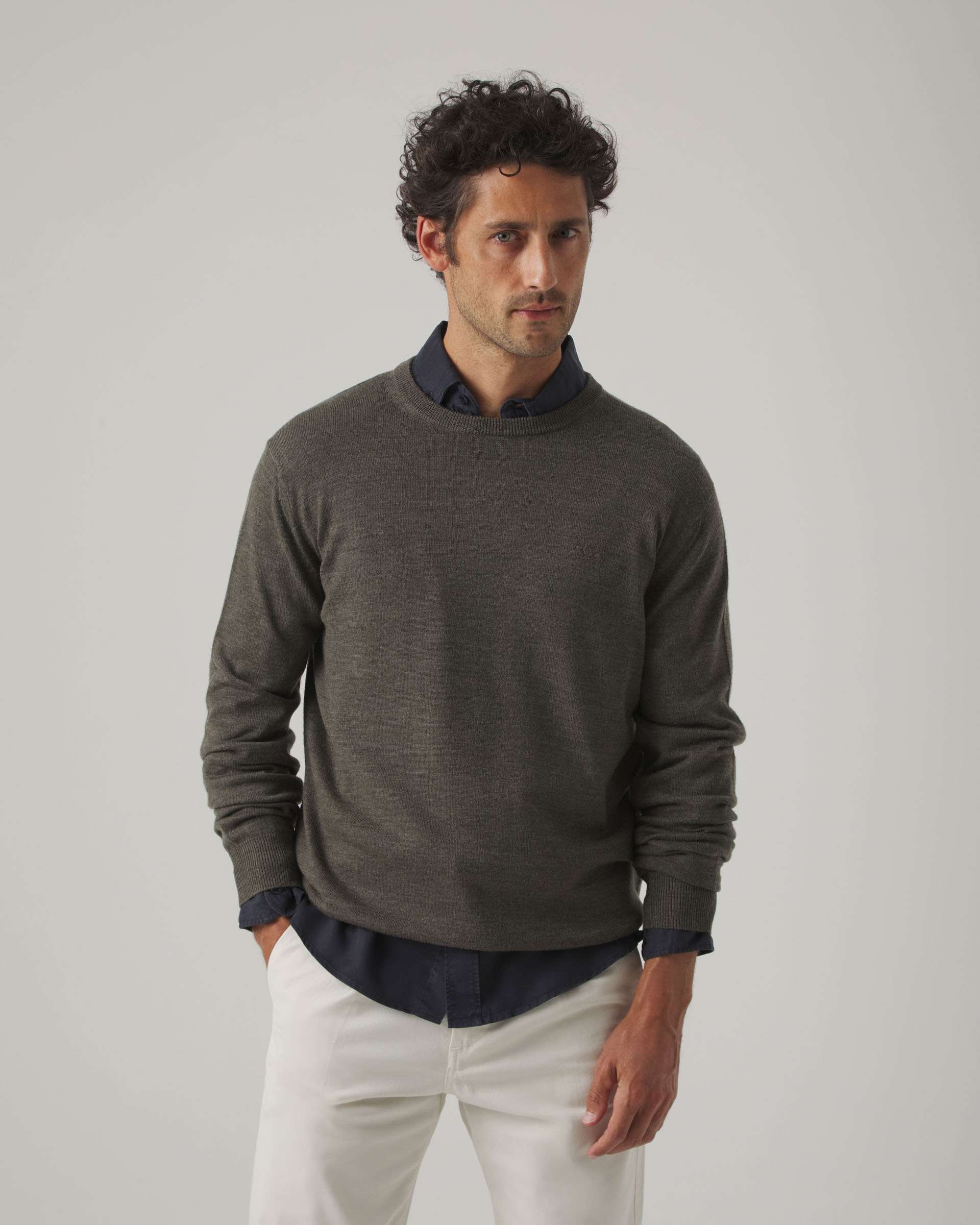 Jersey de hombre con cuello redondo - Scotta 1985 - Kaki Kaki-1