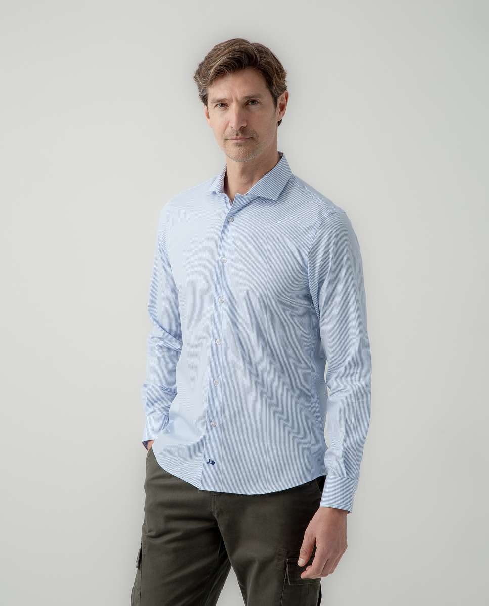 Imagen 0 de Camisa oxford de hombre rayas azul Azul