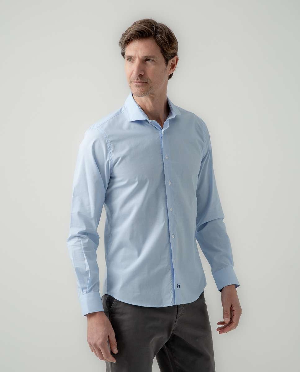 Camisa clásica de hombre estampado gallo - Scotta 1985 - Azul Azul-1