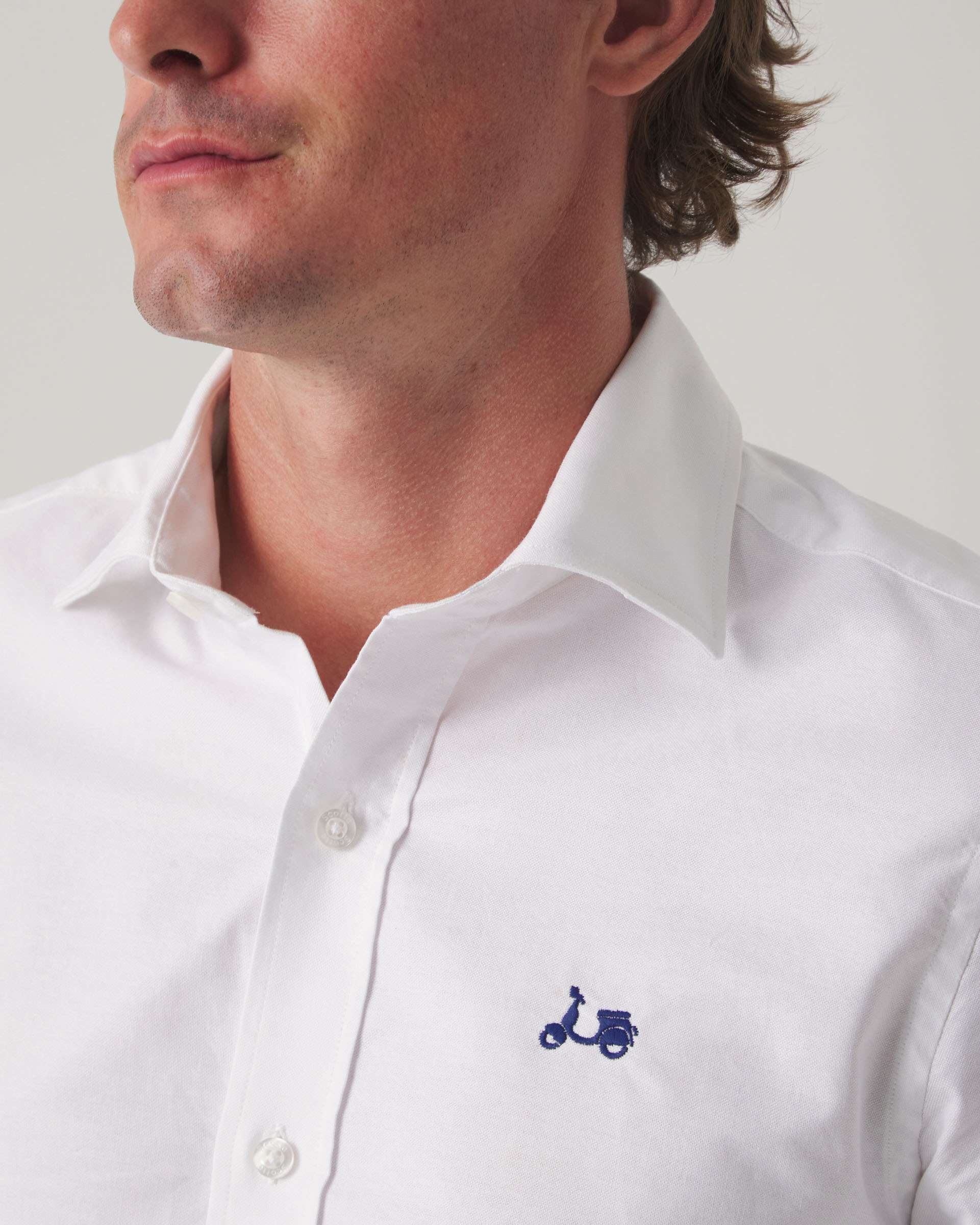 Imagen 3 de Camisa de algodón de hombre corte regular lisa - Scotta 1985 - Blanco Blanco