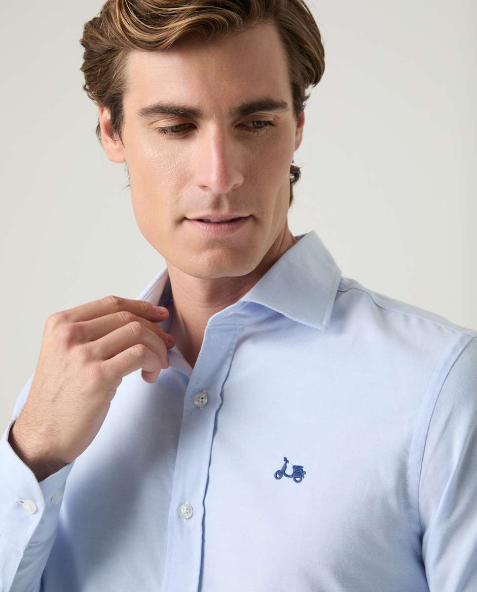 Imagen 3 de Camisa de algodón de hombre corte regular lisa - Scotta 1985 - Azul celeste Azul celeste