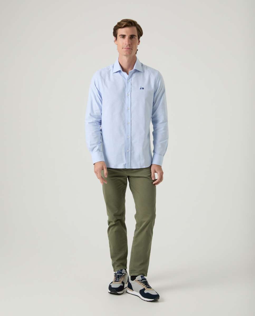 Imagen 4 de Camisa de algodón de hombre corte regular lisa - Scotta 1985 - Azul celeste Azul celeste