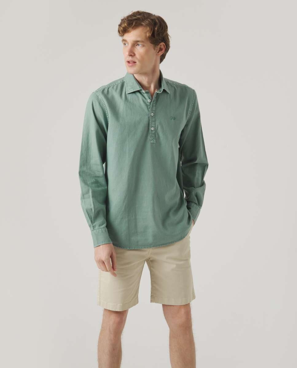 Imagen 1 de Camisa de algodón de hombre corte regular lisa - Scotta 1985 - Océano Océano