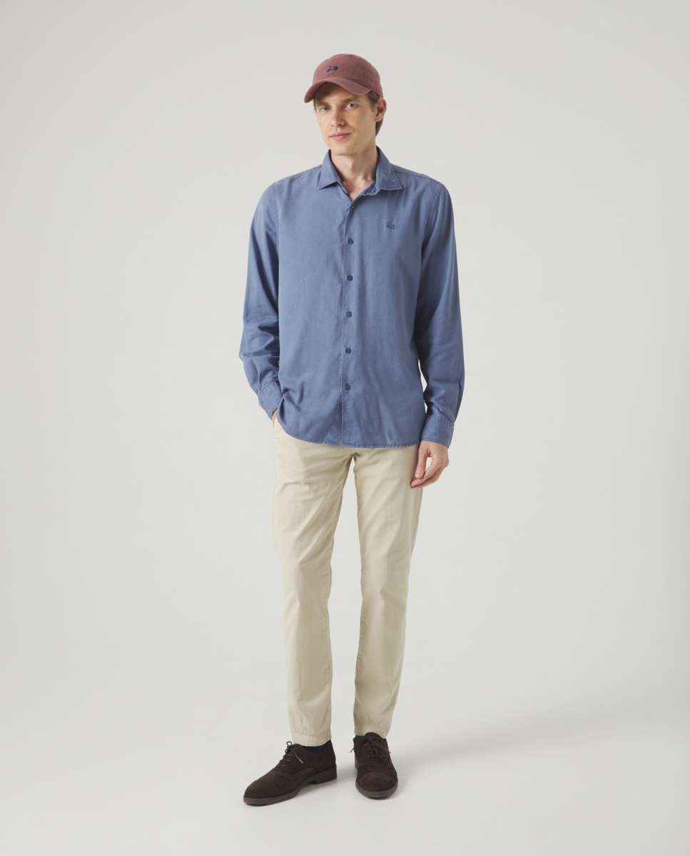 Imagen 4 de Camisa de hombre corte regular lisa - Scotta 1985 - Azul denim Azul denim