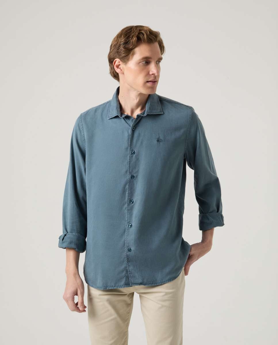 Imagen 1 de Camisa de hombre corte regular lisa - Scotta 1985 - Verde oscuro Verde oscuro