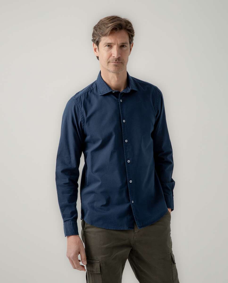 Camisa oxford de hombre regular fit lisa - Scotta 1985 - Azul marino Azul marino-1