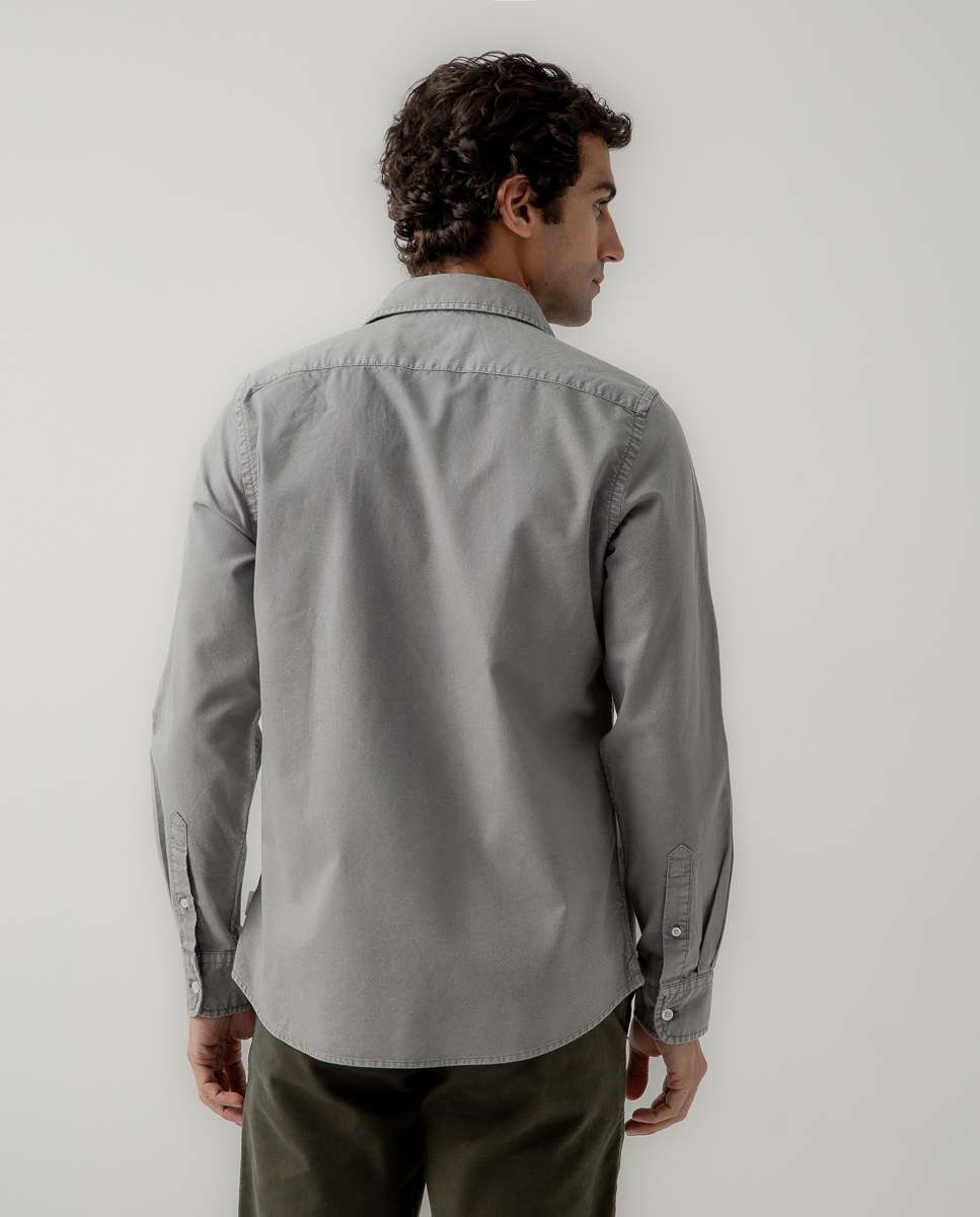 Camisa oxford de hombre regular fit lisa - Scotta 1985 - Gris Gris-2
