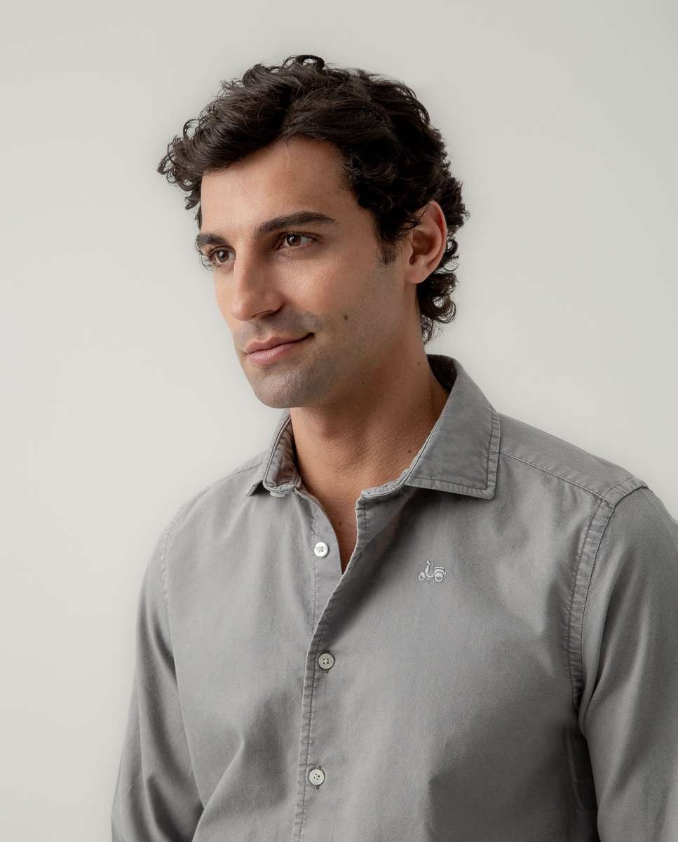 Camisa oxford de hombre regular fit lisa - Scotta 1985 - Gris Gris-3