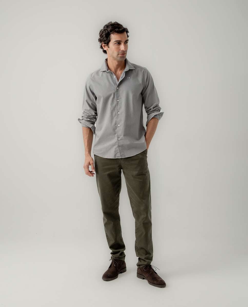 Camisa oxford de hombre regular fit lisa - Scotta 1985 - Gris Gris-4