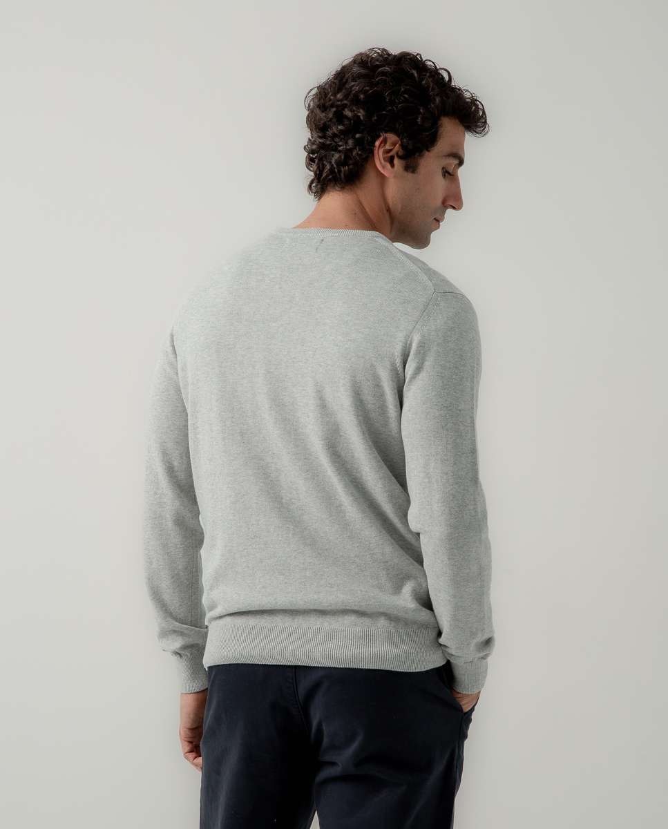 Jersey de hombre cuello pico algodón - Scotta 1985 - Gris Gris-2