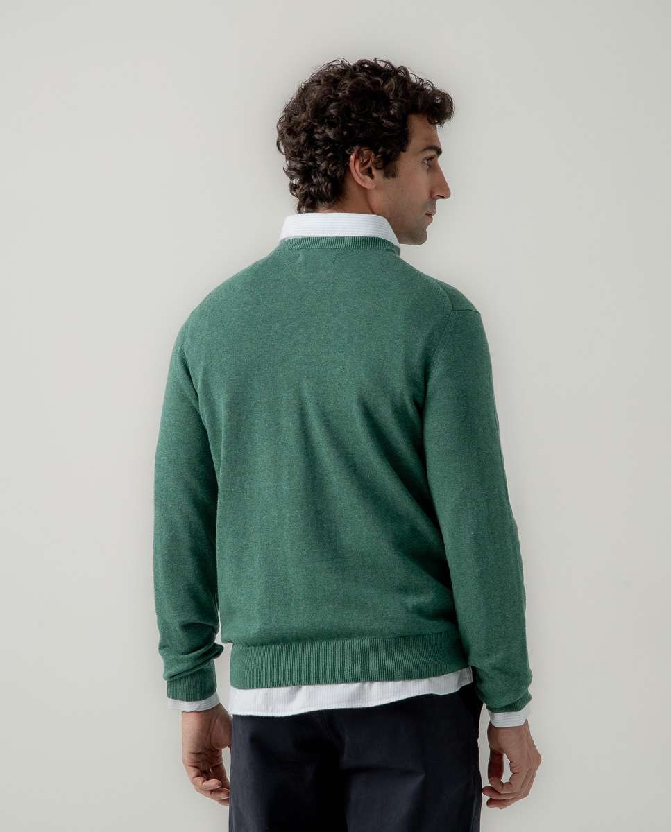 Jersey de hombre cuello redondo algodón - Scotta 1985 - Verde Verde-2