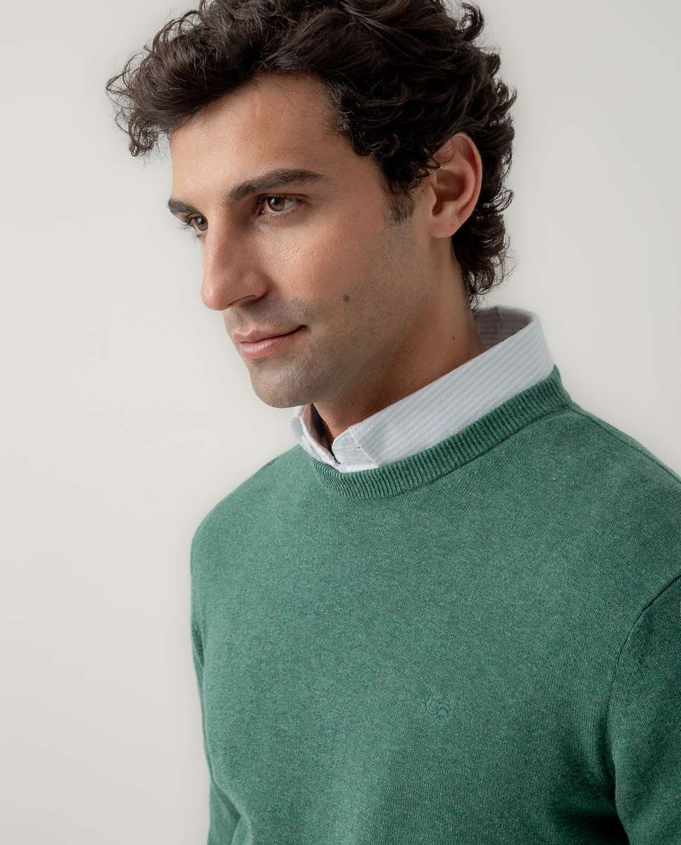 Jersey de hombre cuello redondo algodón - Scotta 1985 - Verde Verde-3