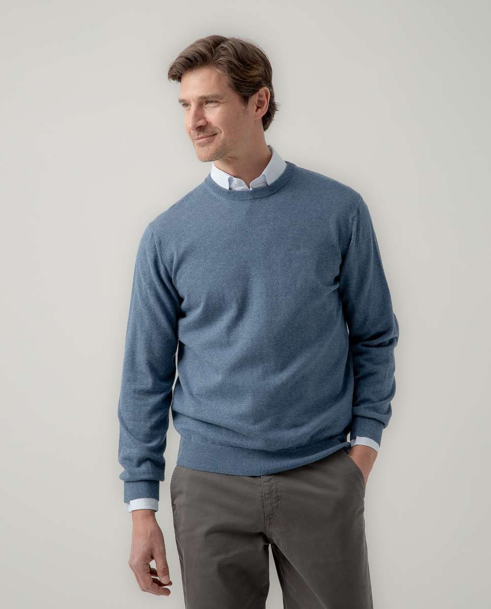 Imagen 0 de Jersey de hombre cuello redondo algodón Azul denim