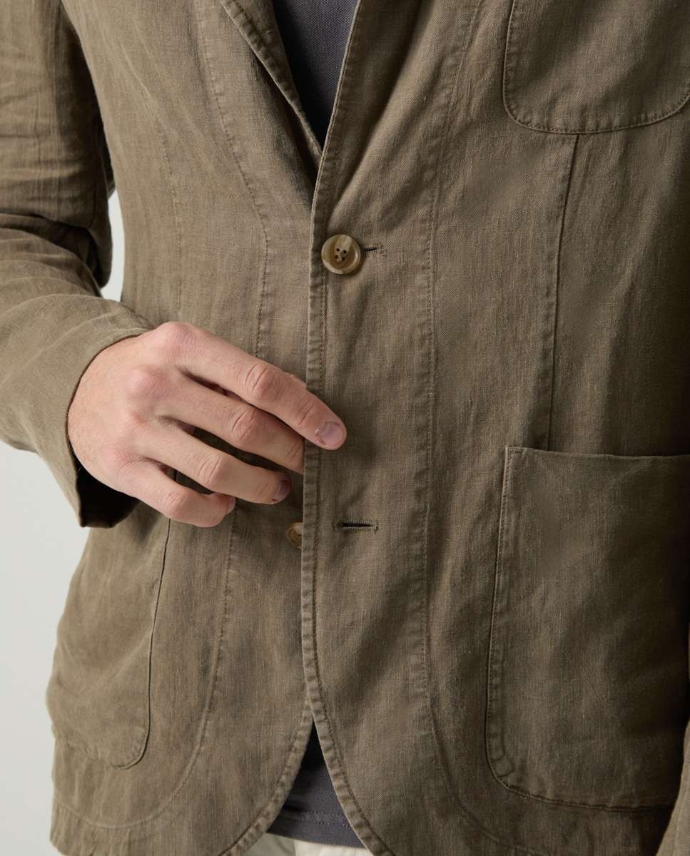 Americana de hombre corte regular de lino en verde - Scotta 1985 - Kaki Kaki-2