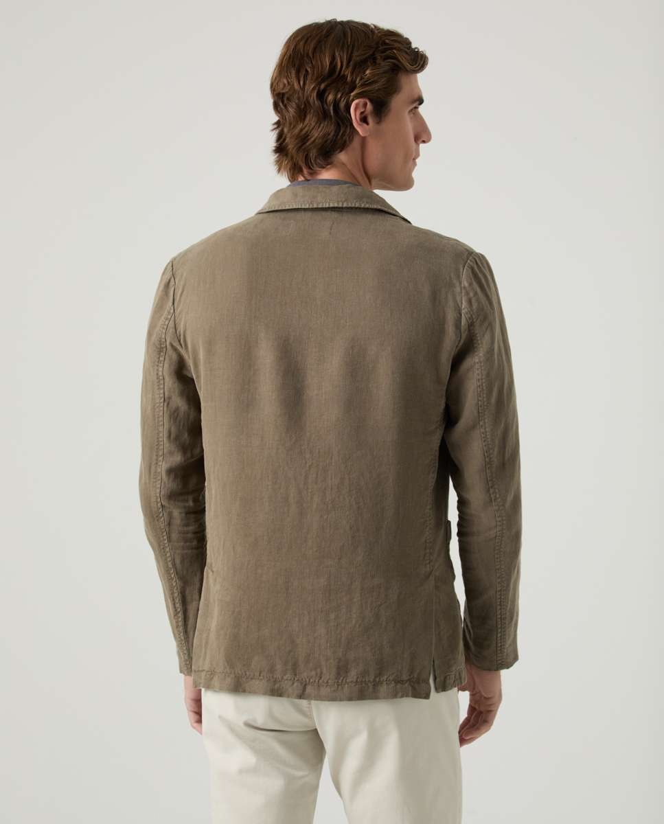 Americana de hombre corte regular de lino en verde - Scotta 1985 - Kaki Kaki-3