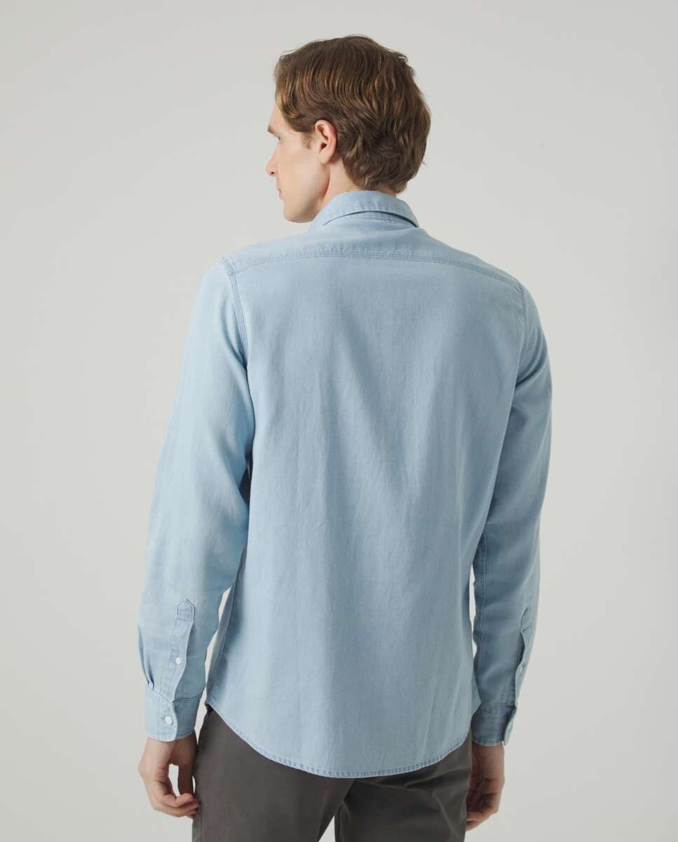 Camisa de algodón de hombre corte regular lisa azul índigo - Scotta 1985 - Indigo Indigo-2