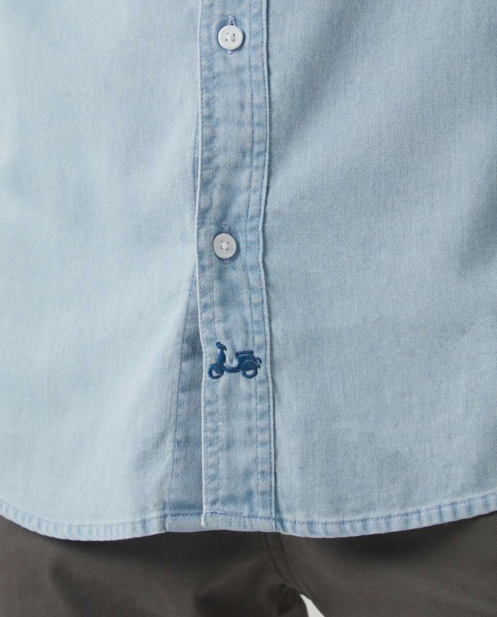 Camisa de algodón de hombre corte regular lisa azul índigo - Scotta 1985 - Indigo Indigo-3