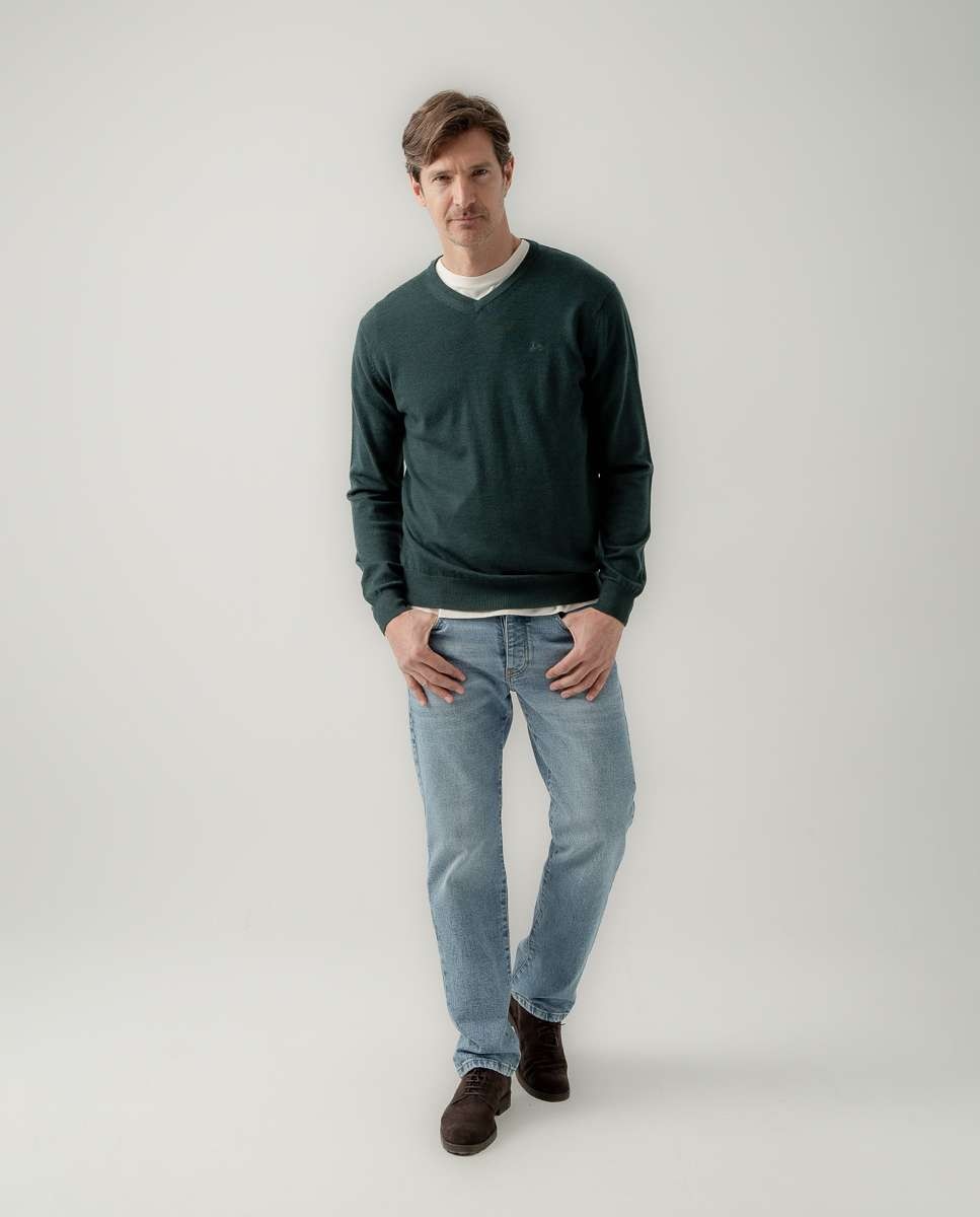 Imagen 4 de Jersey de hombre merino cuello pico - Scotta 1985 - Verde Verde