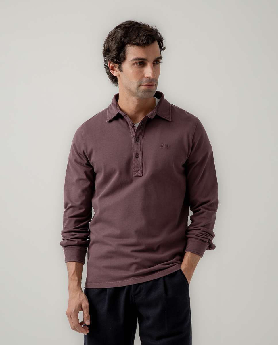 Imagen 1 de Polo de hombre de manga larga Burdeos