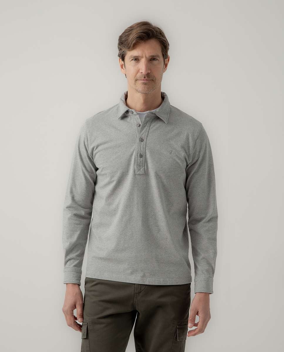 Imagen 0 de Polo de hombre de manga larga Gris