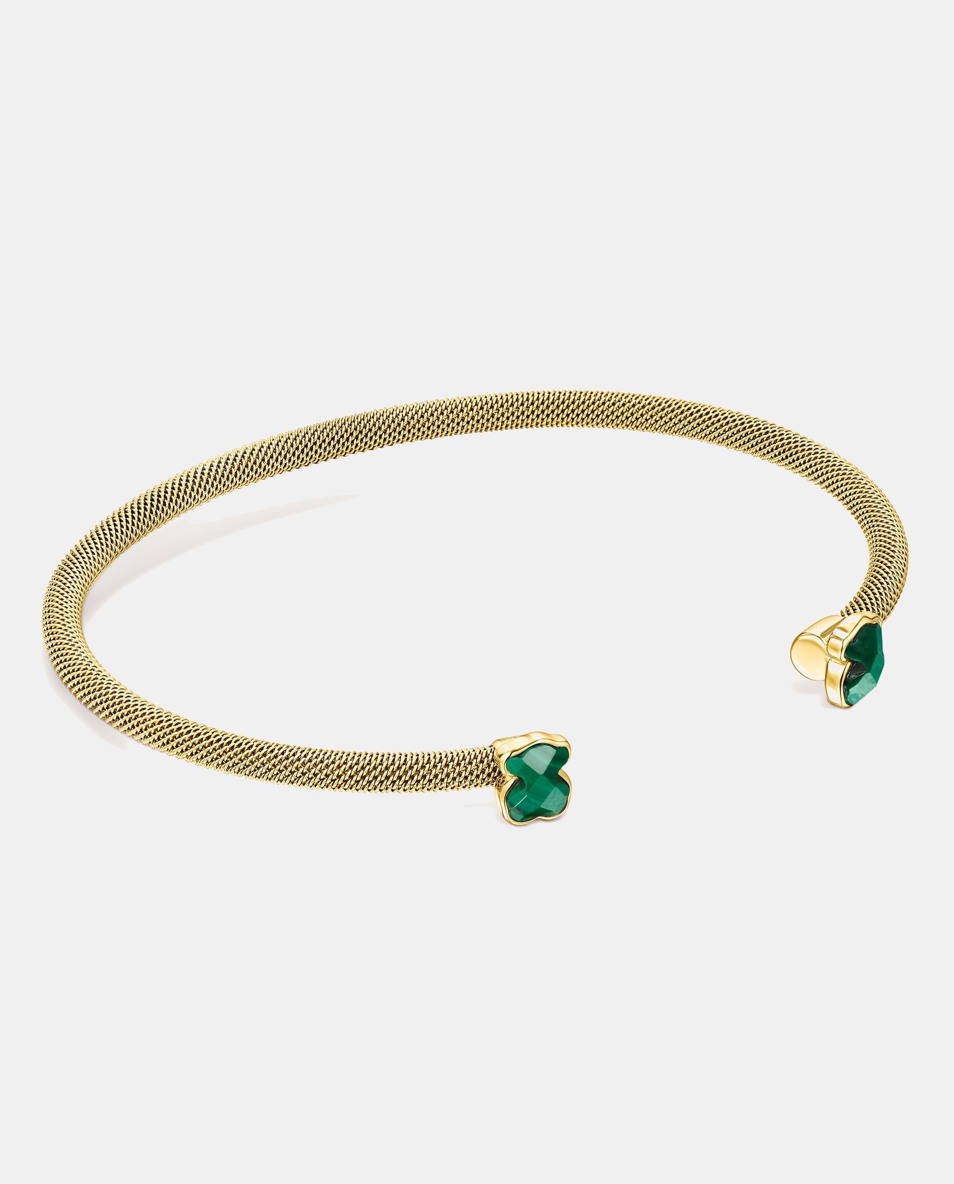 Imagen 1 de Pulsera mesh color estrecha de acero ip con dos osos de malaquita - Tous - Verde Verde