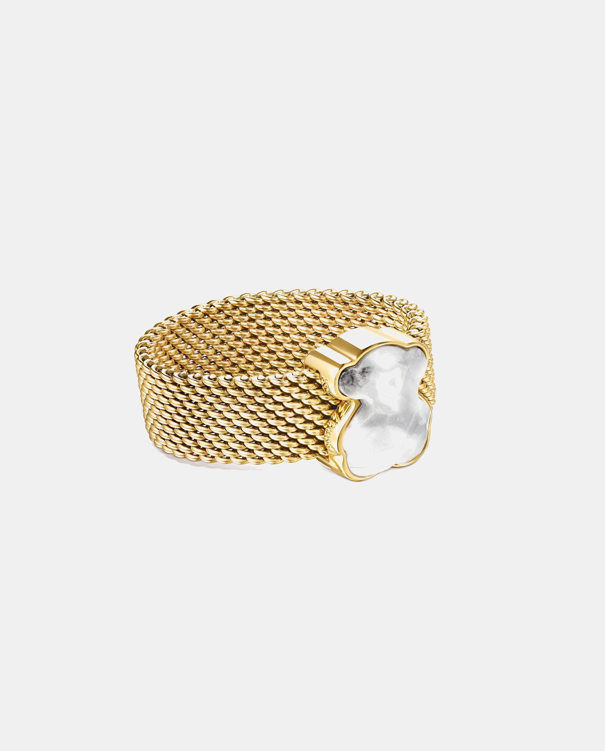 Anillo con howlita color de acero ip dorado - Tous - Gris Gris-2
