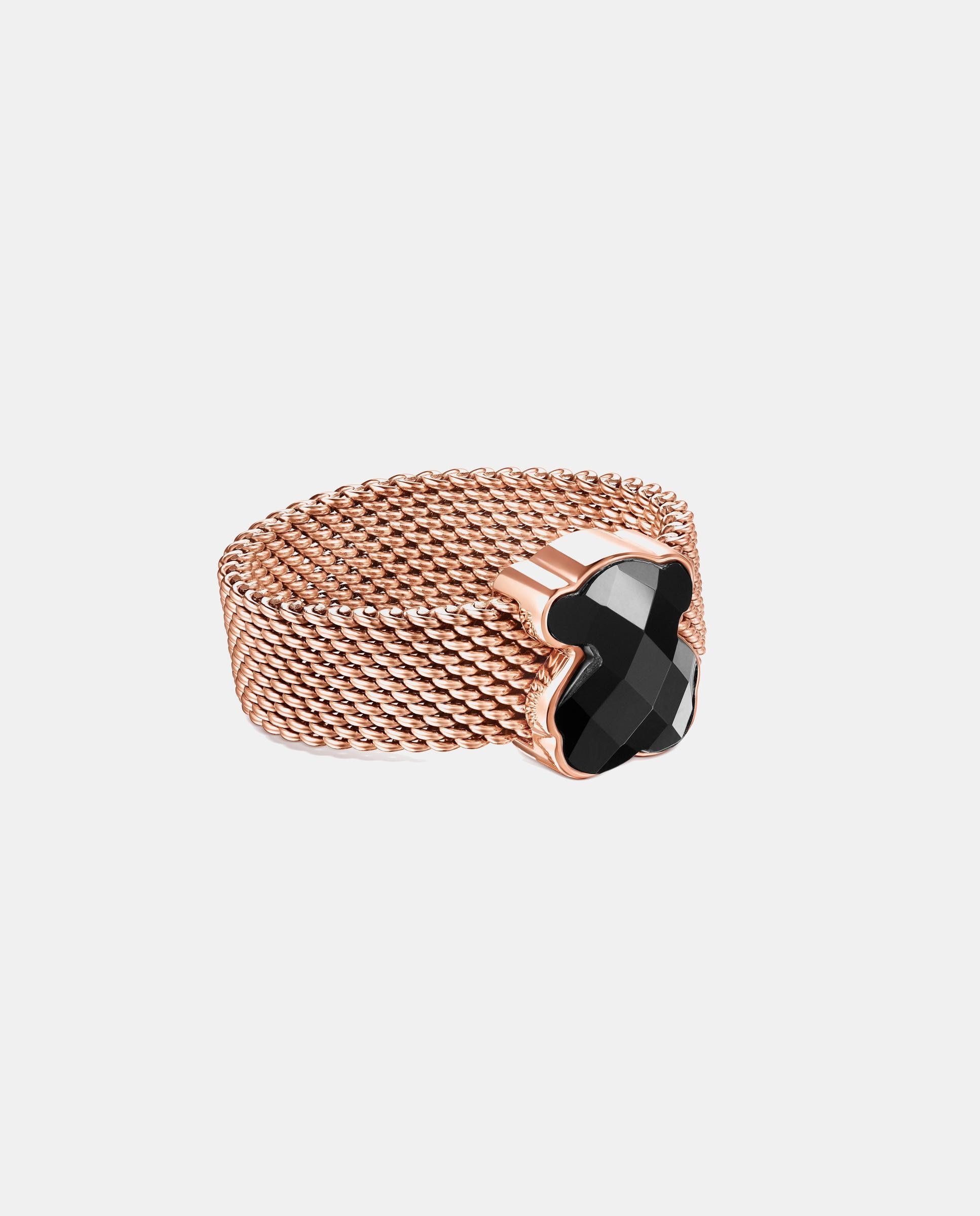Anillo con ónix color de acero rosado con oso - Tous - Negro Negro-2