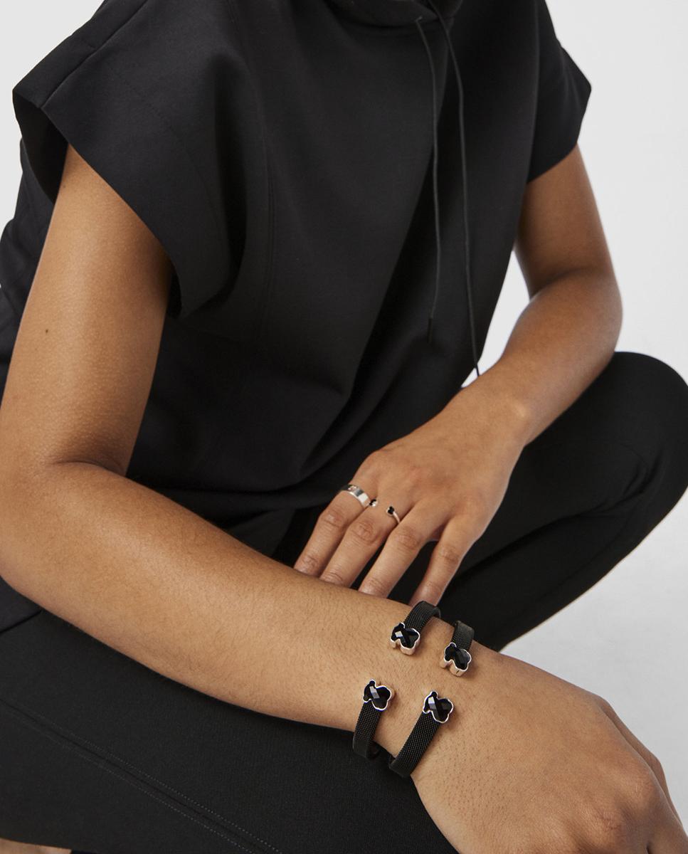 Pulsera mesh color de acero ip con osos y ónix - Tous - Negro Negro-5