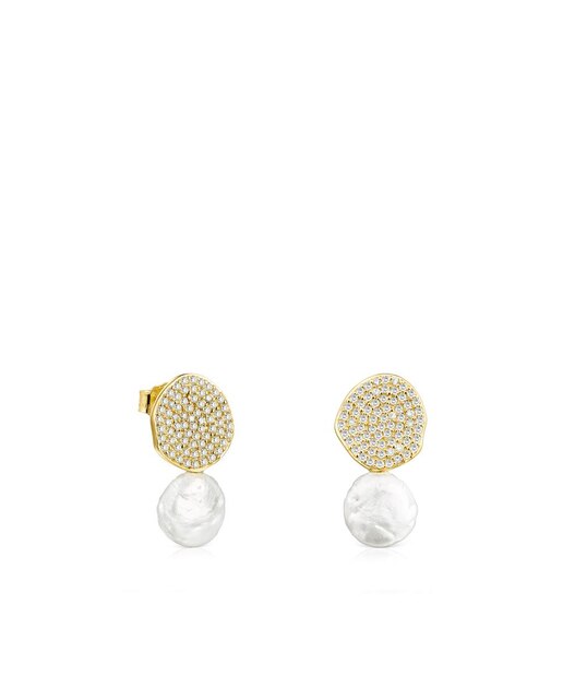 Pendientes Nenufar de oro amarillo y diamantes