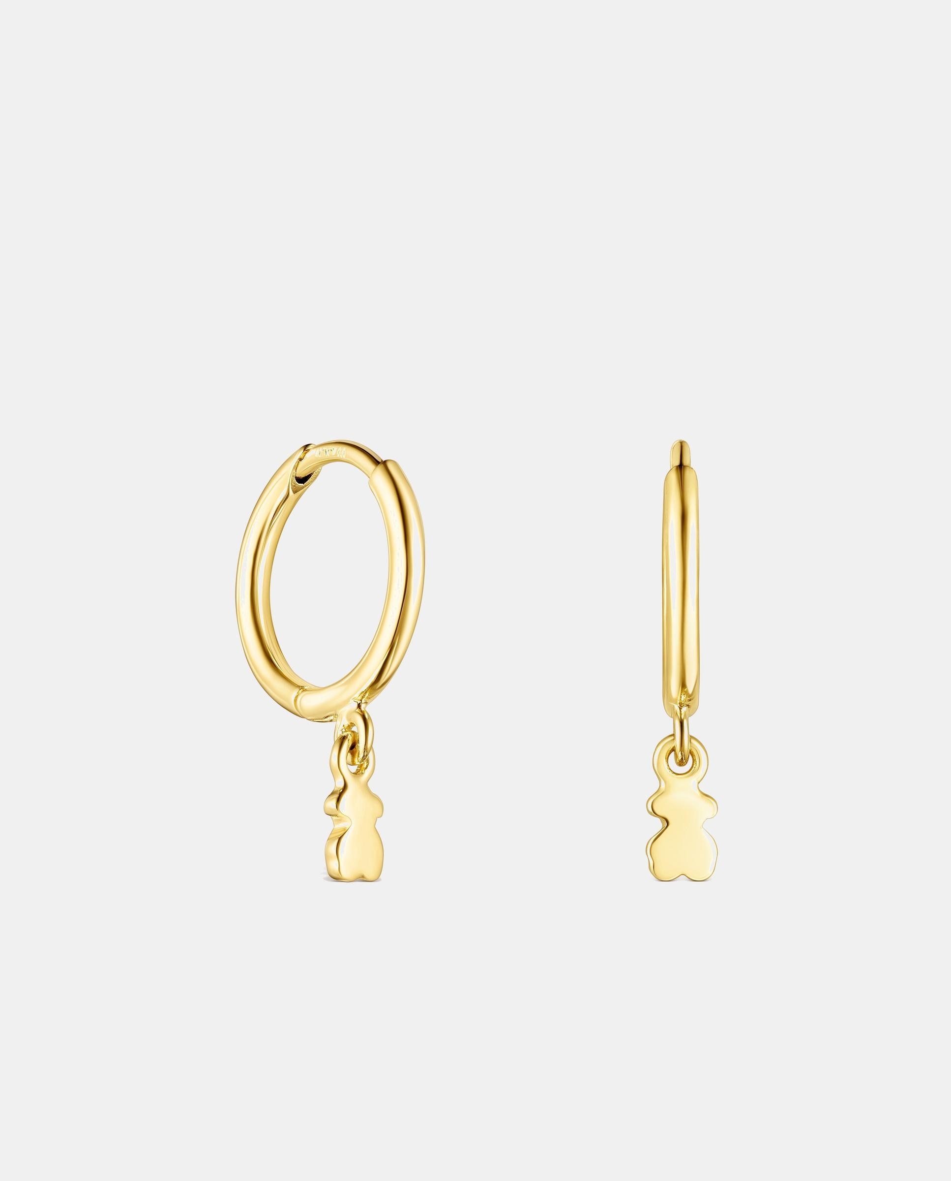 Imagen 0 de Pendientes de aro cool joy bañados en oro de 18 kt sobre plata con oso Dorado