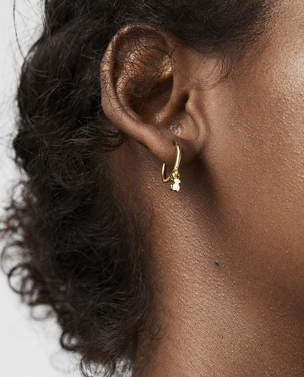 Pendientes de aro cool joy bañados en oro de 18 kt sobre plata con oso - Tous - Dorado Dorado-3