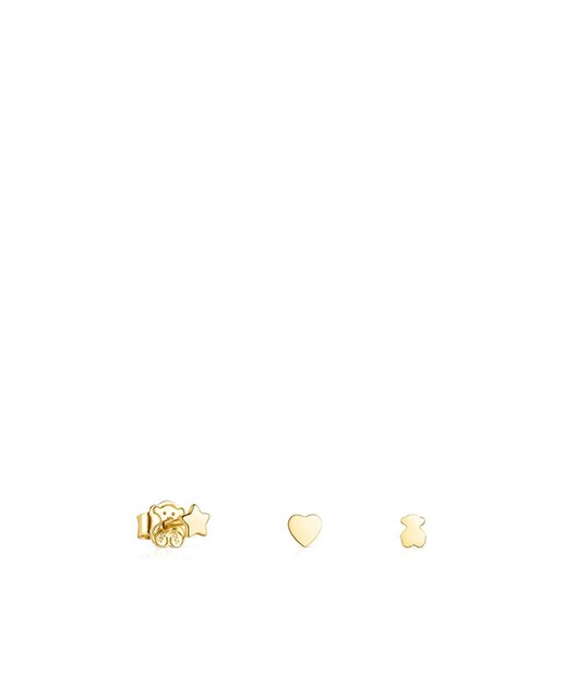 Imagen 0 de Set de tres pendientes Cool Joy bañados en oro de 18 kt sobre plata