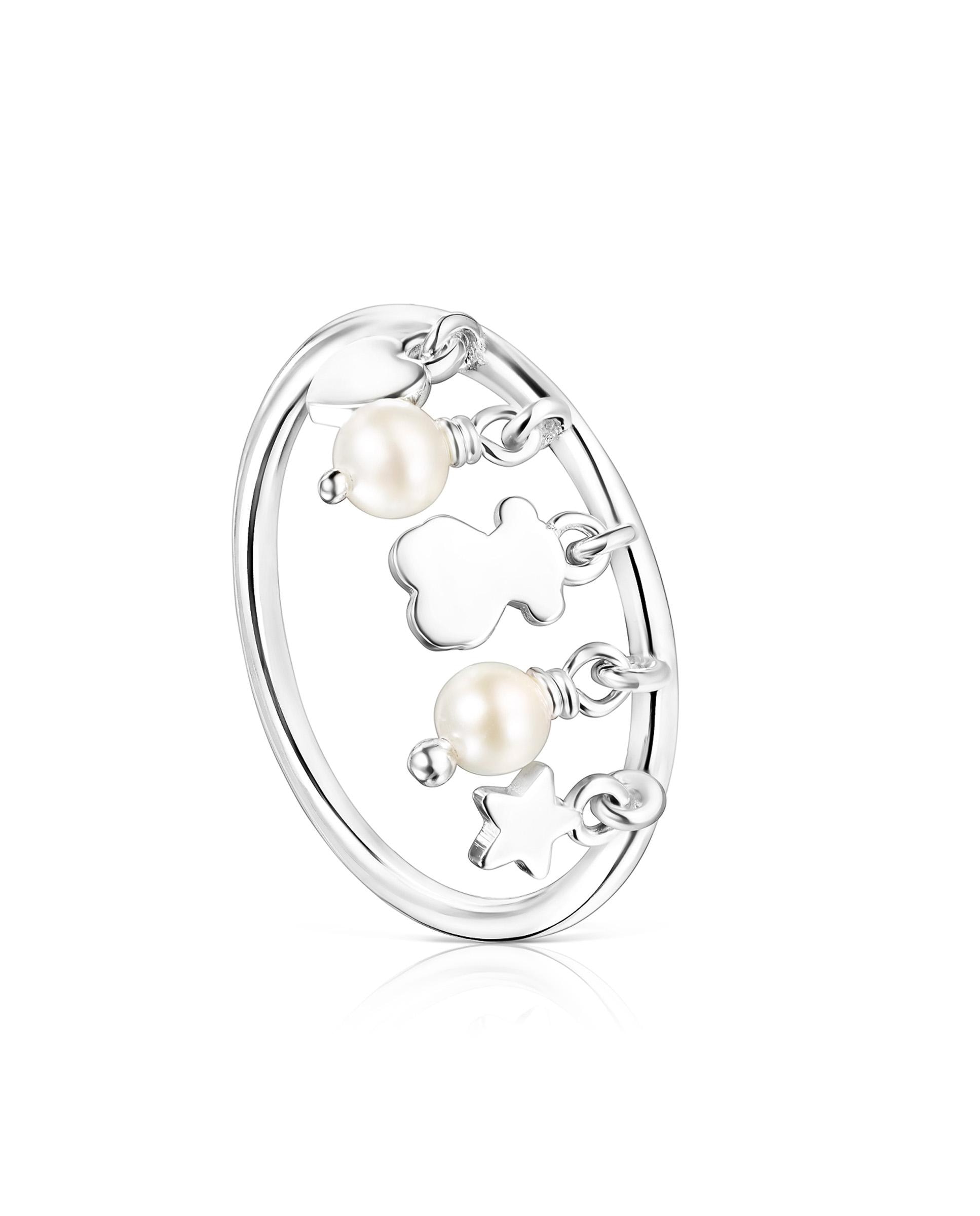 Anillo de acero negro con ónix color con dos osos - Tous - Blanco Blanco-1