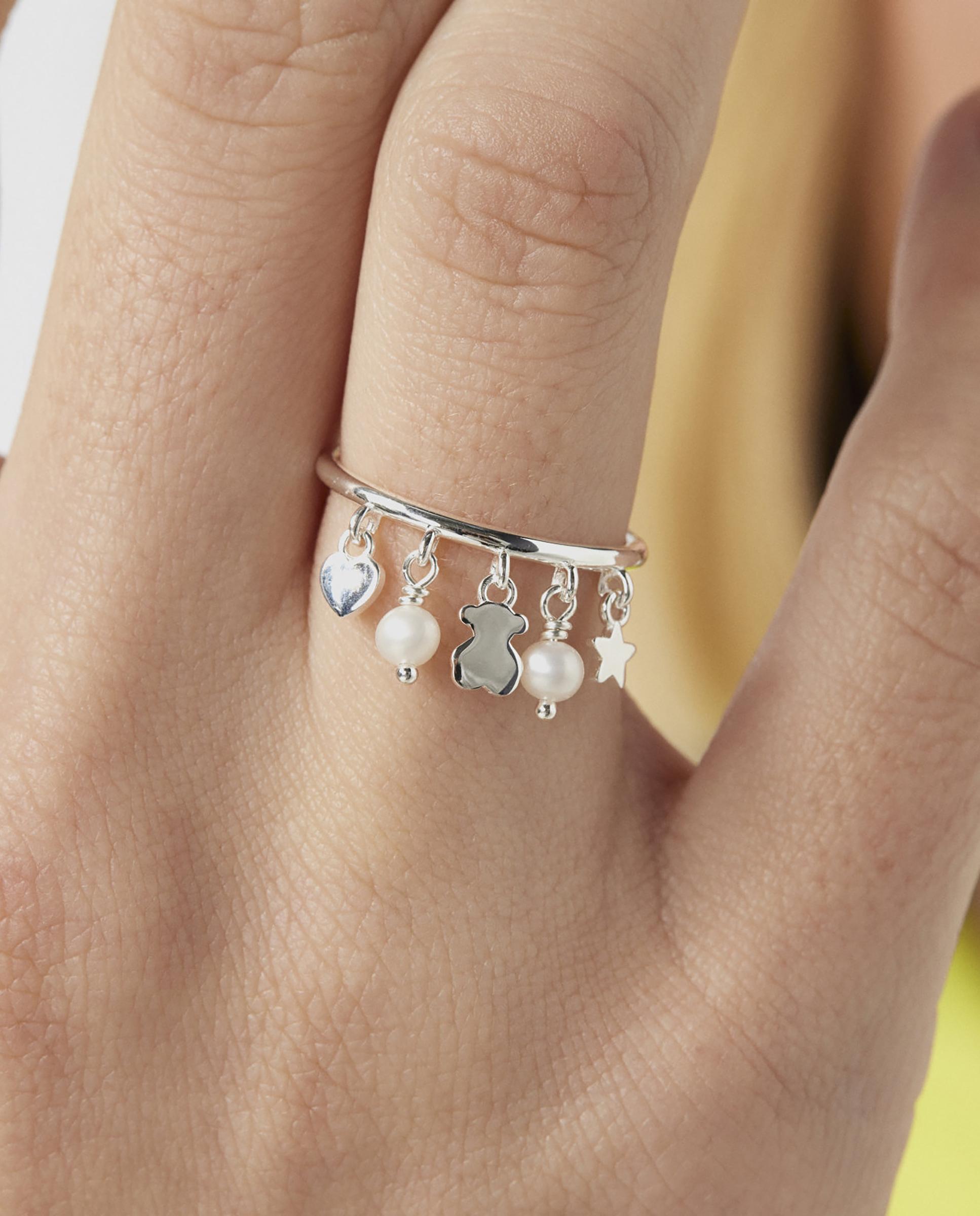 Anillo de acero negro con ónix color con dos osos - Tous - Blanco Blanco-5