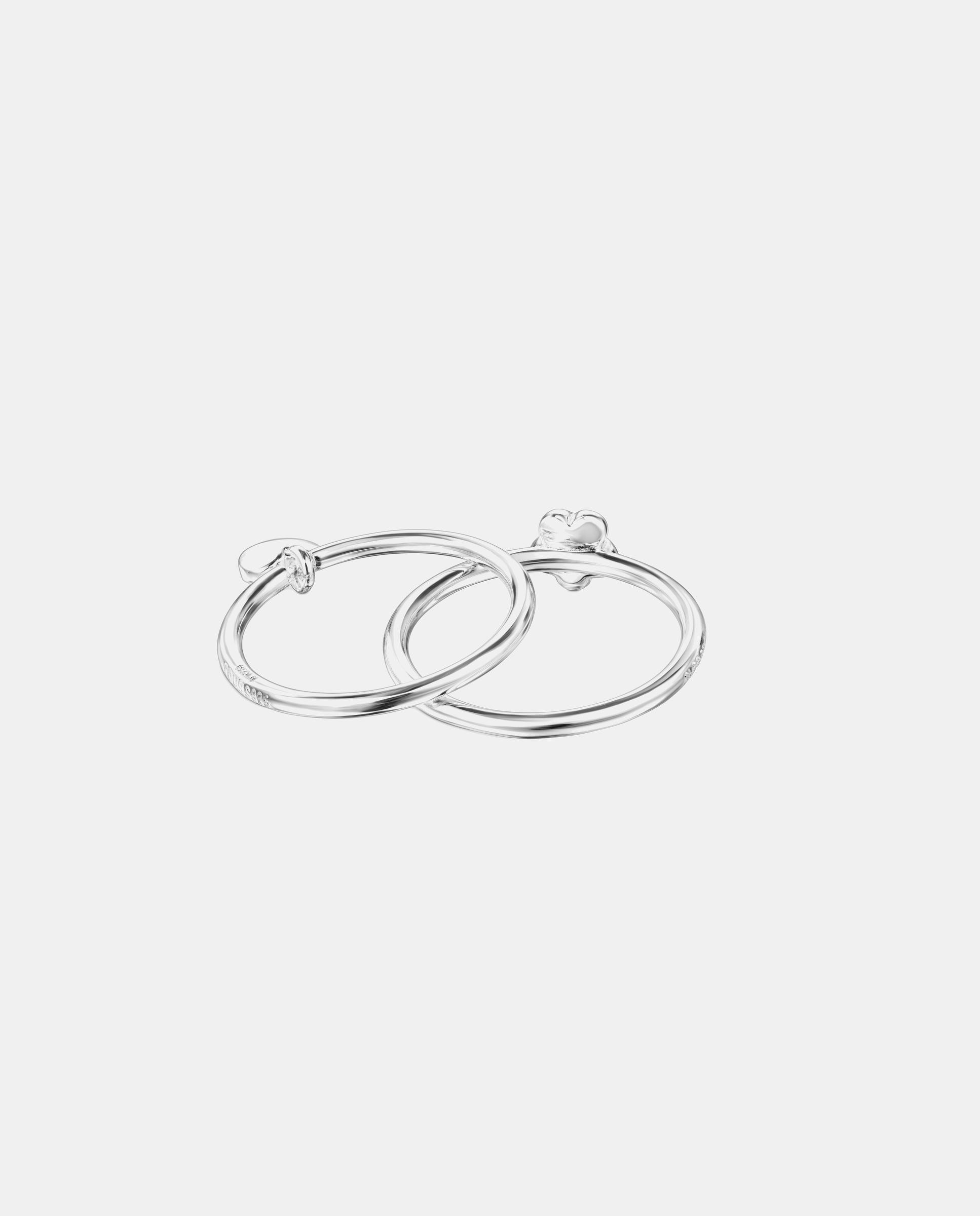 Dos anillos de plata mini icons con flor y corazón - Plateado Plateado-3