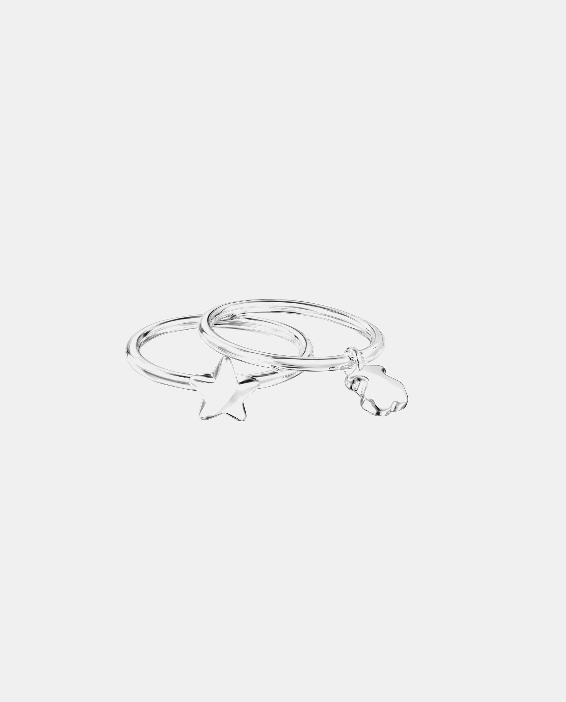 Dos anillos de plata mini icons de plata con estrella y oso - Tous - Plateado Plateado-2