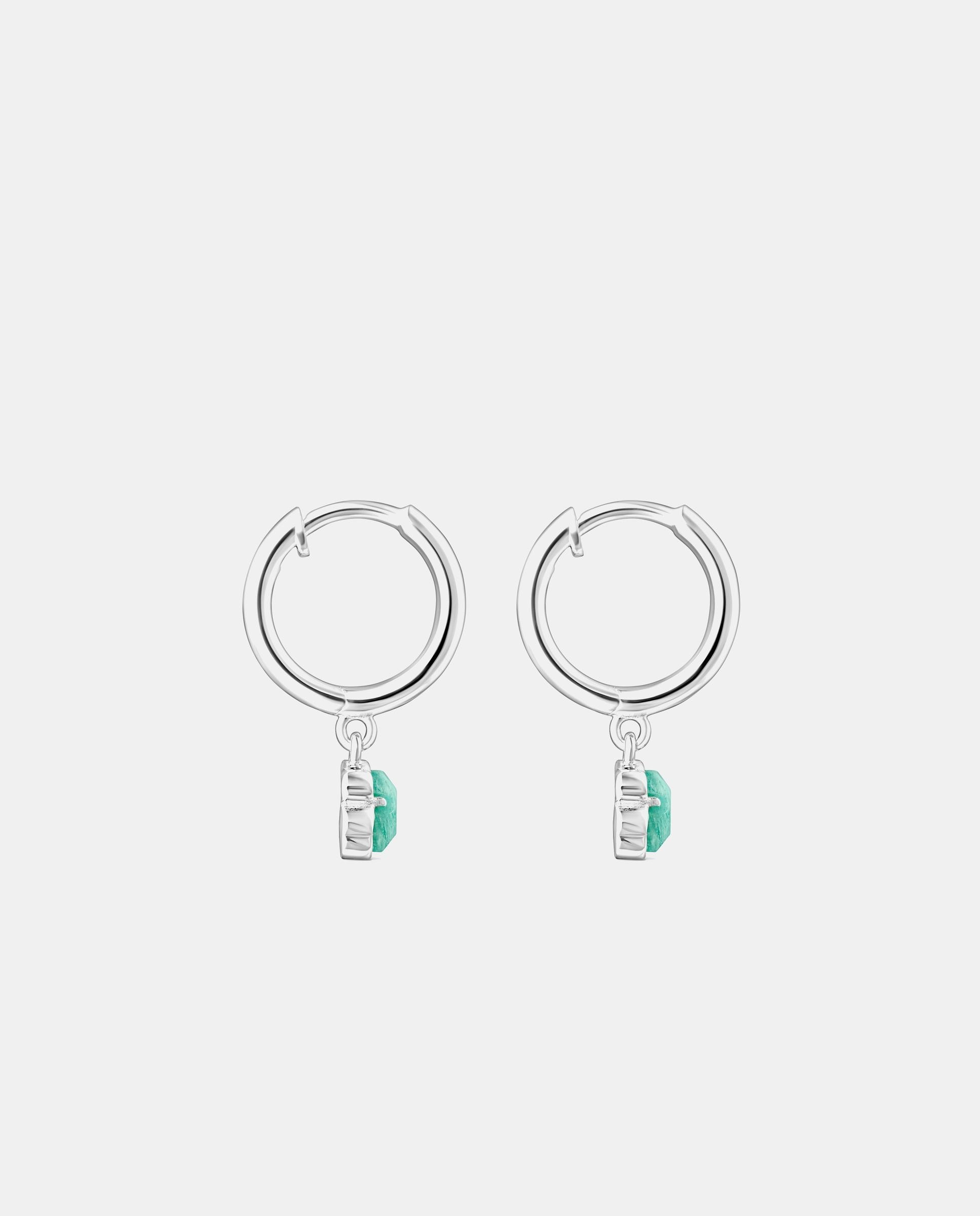Pendientes de aro cool color de plata y amazonita - Tous - Verde Verde-2