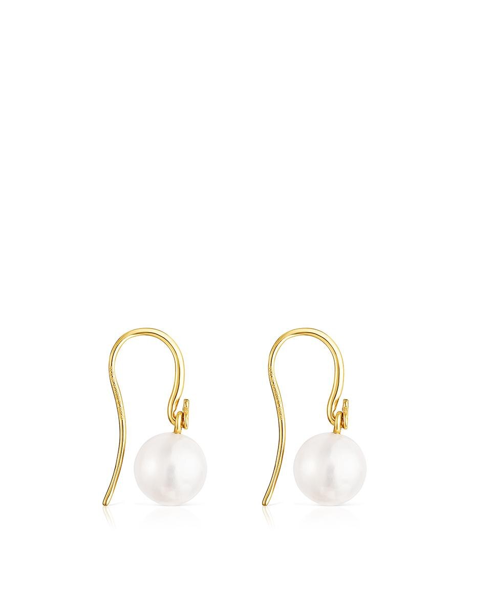 Pendientes gloss bañados en oro de 18 kt sobre plata y perlas - Tous - Blanco Blanco-2