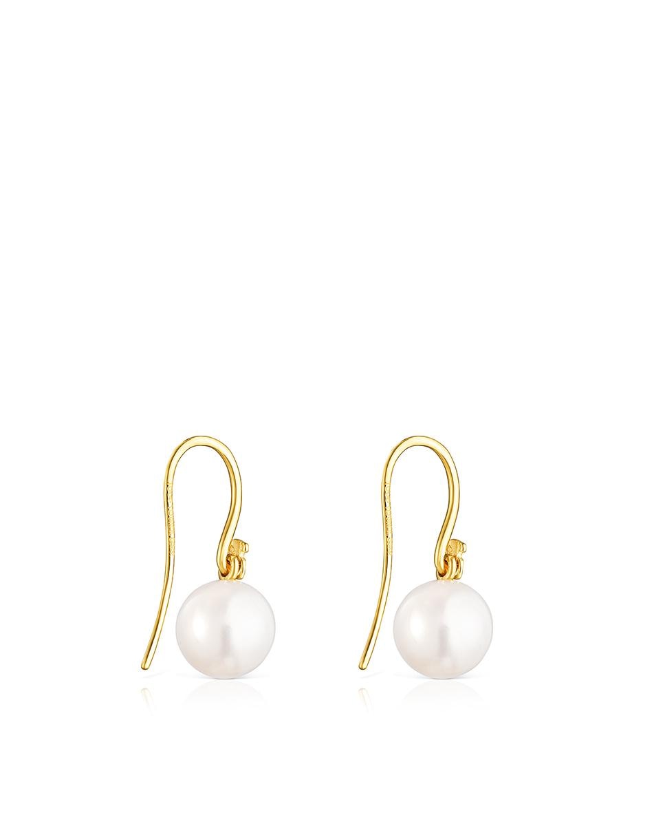 Pendientes gloss bañados en oro de 18 kt sobre plata y perlas - Tous - Blanco Blanco-3