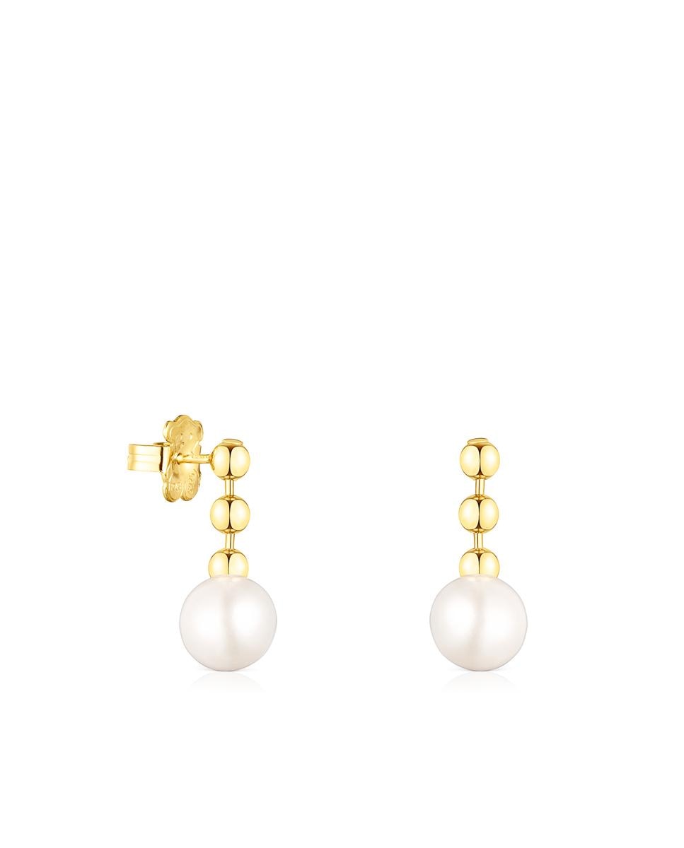 Pendientes gloss cortos bañados en oro de 18 kt sobre plata - Tous - Blanco Blanco-1