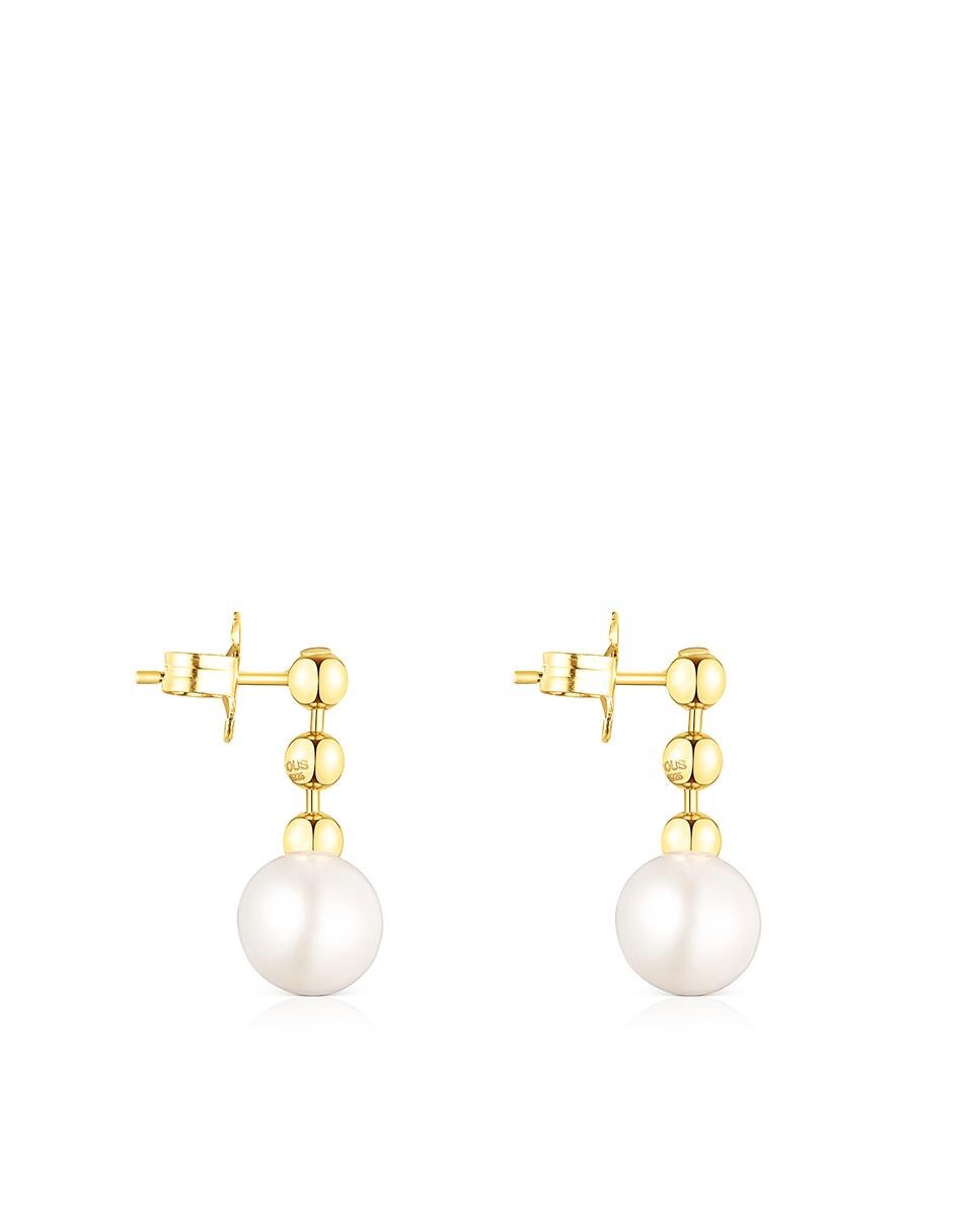 Pendientes gloss cortos bañados en oro de 18 kt sobre plata - Tous - Blanco Blanco-2
