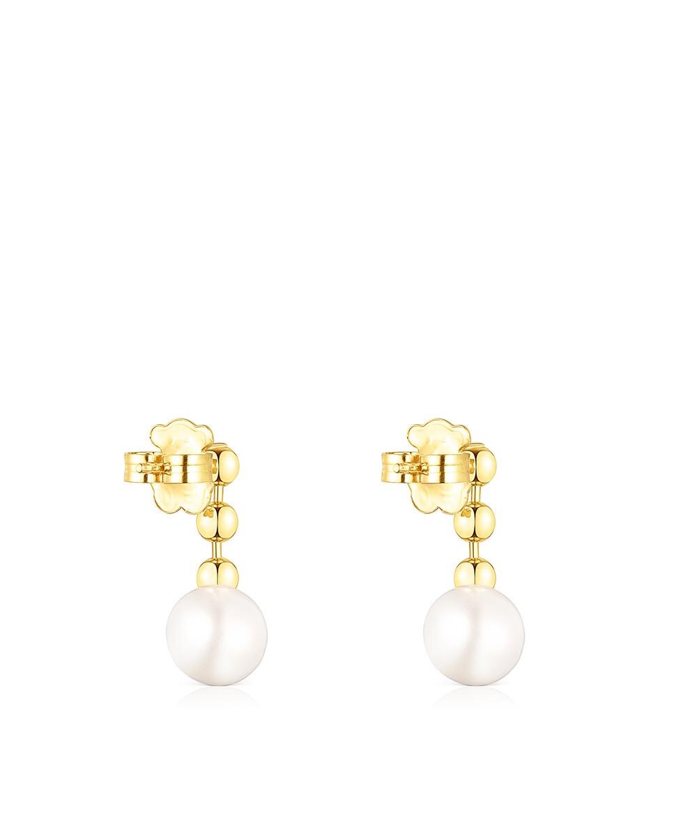 Pendientes gloss cortos bañados en oro de 18 kt sobre plata - Tous - Blanco Blanco-3